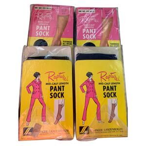 Vintage Retro Rapture Nylon Mid-Calf Length Pant Sock Lot of 4 Chocolate & Navy